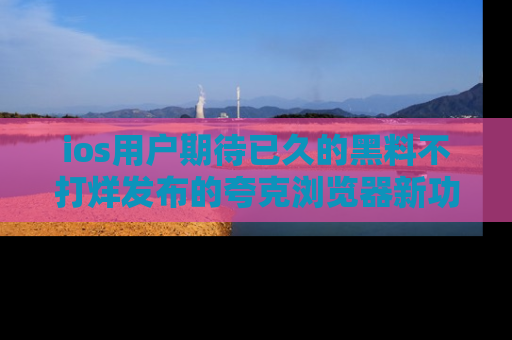 ios用户期待已久的黑料不打烊发布的夸克浏览器新功能上线啦！