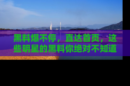 黑料爆不停，直达首页，这些明星的黑料你绝对不知道！